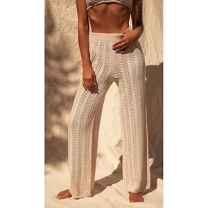 Lulus Crochet Pants Wide Leg Swim  Cover Up Beachy Boho Festival Size Small